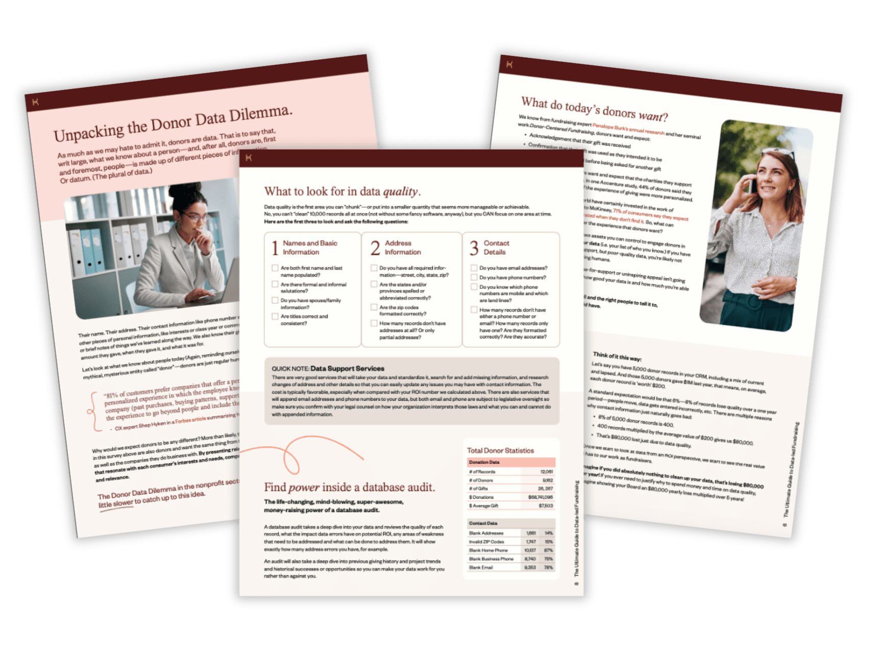 data-led fundraising guide preview pages
