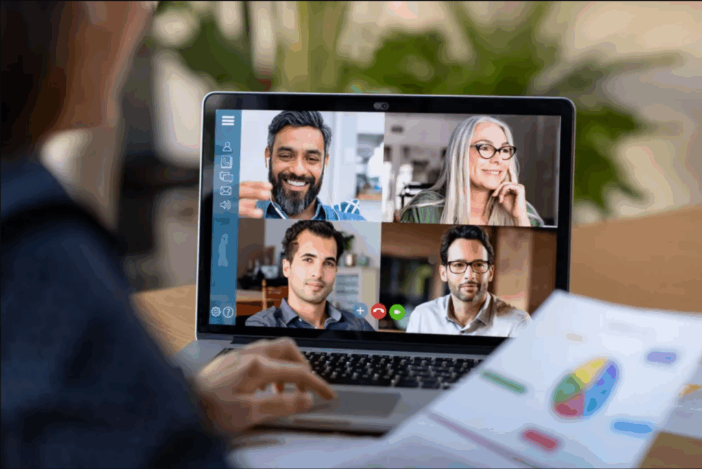 Donors taking part in a virtual event